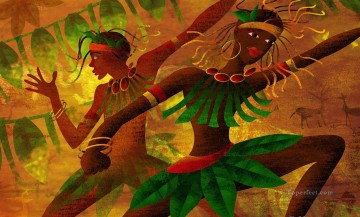 decoración bailarina dorada arena africana Pinturas al óleo